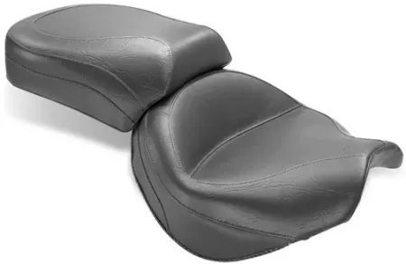 Mustang 2-Piece Wide Touring Vintage Seat Plain Black For Kawasaki 2004-2010 Vulcan 2000, 2004-2010 Vulcan Limited & 2004-2010 Vulcan Classic LT Models (76491)