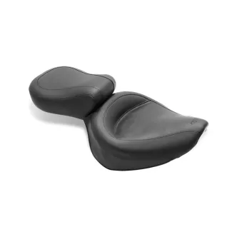 Mustang Wide Touring 2-Up Vintage Seat In Plain Black For Suzuki 1985-2004 VS700, VS750, VS800 Intruder & 2005-2009 Boulevard S50 Models (75285)