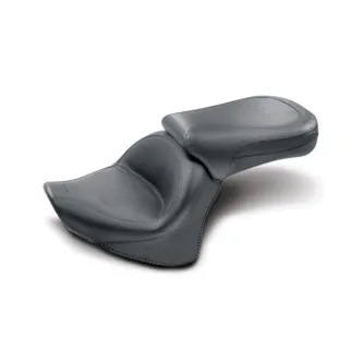 Mustang 2-Piece Wide Touring Vintage Seat Plain Black For Yamaha 1998-2010 V-Star 650 Classic & 2002-2010 V-Star 650 Silverado Models (76101)