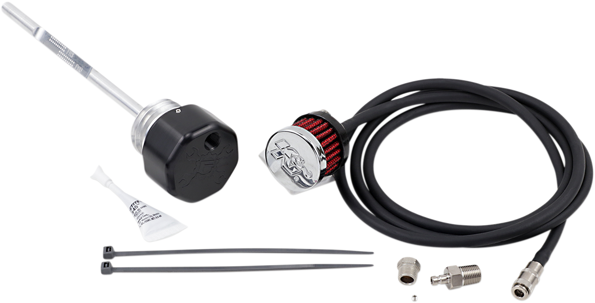 Feuling Oil Tank Breather Kit & Vented Dipstick Cap in Black Finish For