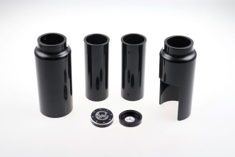 Cult Werk 6 Piece Fork Cover Kit In Gloss Black With Milling For Harley Davidson 2018-2023 Softail FXBB/S Street Bob, 2020-2023 Softail Standard & 2018-2020 FXLR Lowrider (Excl. FXLRS) (HD-BRO104)