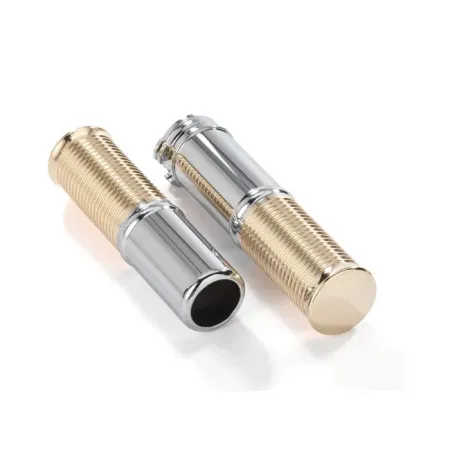Kustom Tech 1 Inch FL Handlebar Grips in Polished Aluminium/Brass Finish For 1974-2023 Harley Davidson With Single Or Dual Throttle Cables Models (06-200)