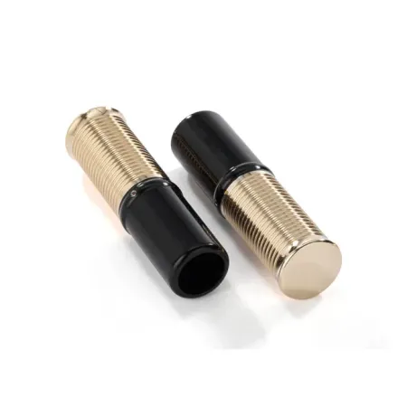 Kustom Tech 1 Inch FL Handlebar Grip Set With Internal Throttle in Black Anodised Aluminium And Polished Brass Finish For Kustom Tech Internal Throttle P/N: 04-004 (06-212)