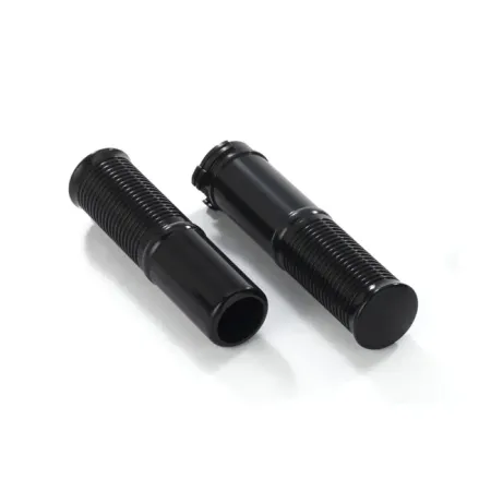 Kustom Tech 1 Inch FL Handlebar Grips in Black Anodised Finish For 1974-2023 Harley Davidson With Single Or Dual Throttle Cables Models (06-302)