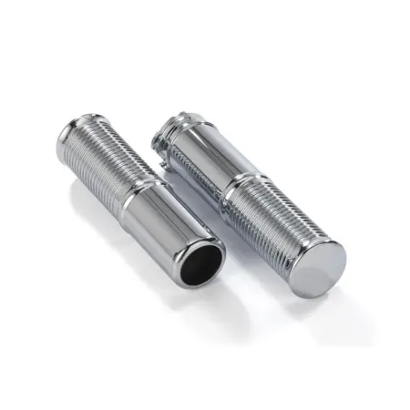 Kustom Tech 1 Inch FL Handlebar Grips in Chromed Aluminium Finish For 1974-2023 Harley Davidson With Single Or Dual Throttle Cables Models (06-304)