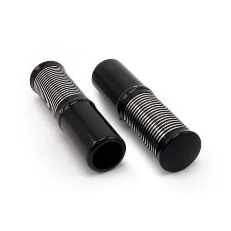 Kustom Tech 1 Inch FL Handlebar Grip Set With Internal Throttle in Black Anodised Aluminium With Contrast Cut Finish For Kustom Tech Internal Throttle P/N: 04-004 (06-313)