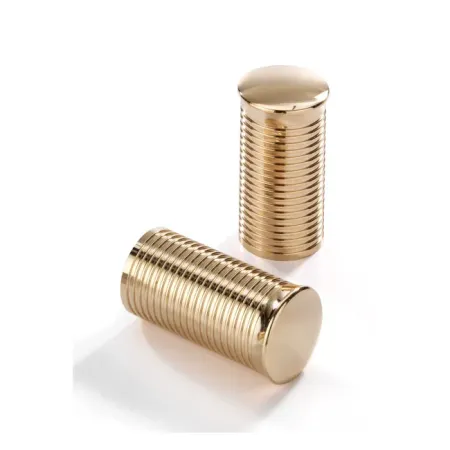 Kustom Tech FL Handlebar Ribbed Grip Ends in Polished Brass Finish For Kustom Tech FL Handlebar Grip Sets (06-400)
