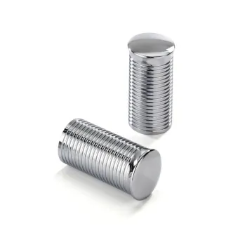 Kustom Tech FL Handlebar Ribbed Grip Ends in Polished Aluminium Finish For Kustom Tech FL Handlebar Grip Sets (ARM959419)