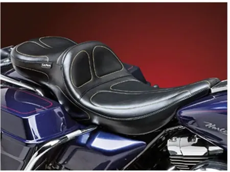 Le Pera Maverick Daddy Long Legs Foam 2-Up Seat in Black For 2002-2007 FLHT, FLHS Touring Models (LH-957DL)