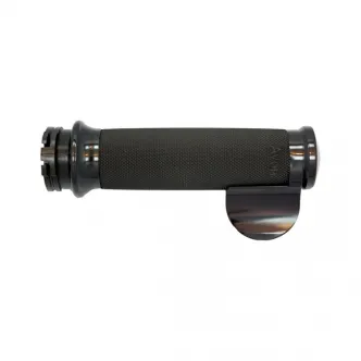Avon Custom Contour Grips Black Anodized With Throttle Assist For 1974-2023 Harley Davidson Single And Dual Throttle Cable Models (CC-86-ANO-BOSS)