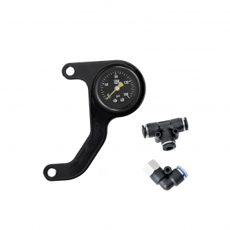 Killer Custom Air Ride Gauge Kit With Black Face For 6mm Tube For Harley Davidson 2017-2023 M8 Models With Any Air Ride Suspension System (M8-PRGAUGEB-6)