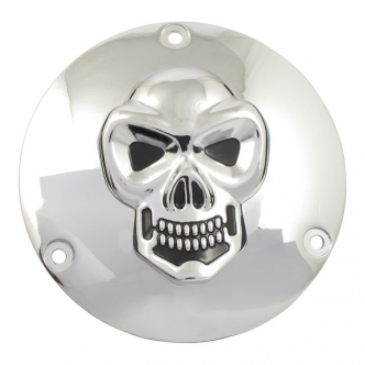 DOSS Skull 5 Hole Derby Cover in Chrome Finish For 1999-2017 Dyna, 1999-2018 Softail (Excluding 2018 FLSB), 1999-2015 Touring, Trike Models (ARM975005)