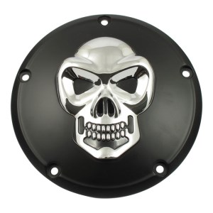 DOSS Skull 5 Hole Derby Cover in Black & Chrome Finish For 1999-2017 Dyna, 1999-2018 Softail (Excluding 2018 FLSB), 1999-2015 Touring, Trike (Excluding 2015 FLHTCUL, FLHTKL) Models (ARM675005)