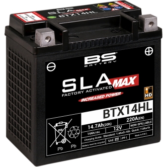 BS Battery SLA Factory-Activated AGM Maintenance-Free Batteries 12V 220A For 2004-2023 Sportster & 2015-2020 XG Street Models (300882)