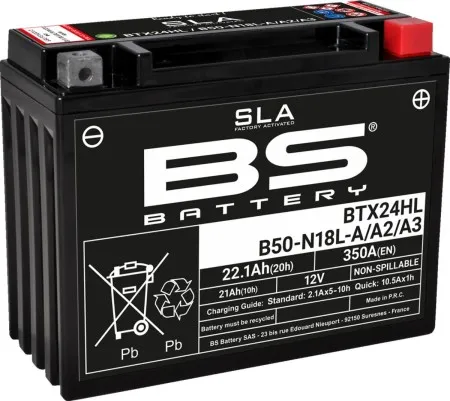 BS Battery BTX24HL AGM Battery 350 CCA For 1980-1996 Touring Models (300770)