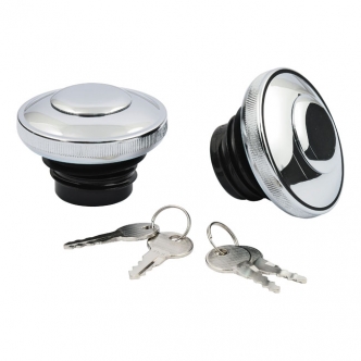 DOSS Gas Cap Set With Lock in Chrome Finish For 1983-1995 Harley Davidson (Excluding FLT) Models (ARM750015)