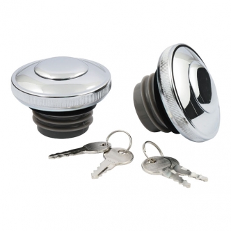DOSS Gas Cap Set With Lock Without Keyhole Cover in Chrome Finish For 1996-1999 Harley Davidson Models (ARM359905)