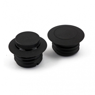 DOSS Pop-Up Vented & Non-Vented Gas Cap Set in Black Wrinkle Finish For 1996-1999 Harley Davidson Models (ARM240505)