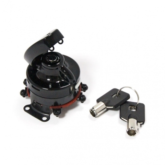 DOSS FL Style 'Electronic' Round Key Ignition Switch in Black Finish For 1973-1995 FL, FX, FXWG Models With Dual Fuel Tank Mounted Ignition Switch Models (ARM778215)