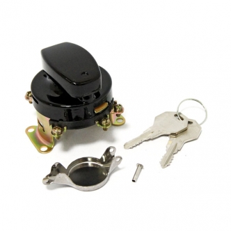 DOSS FL Style 6-Pole Flat Key Ignition Switch in Black Finish For 1973-1995 FL, FX, FXWG With Dual Fuel Tank Mounted Ignition Switch Models (ARM378215)