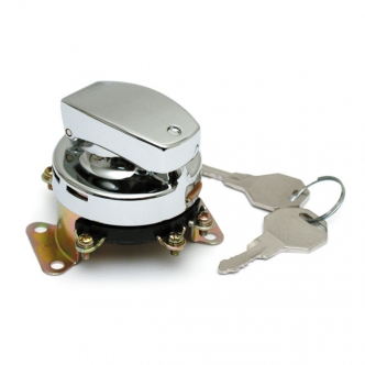 DOSS FL Style 6-Pole Flat Key Ignition Switch in Chrome Finish For 1973-1995 FL, FX, FXWG With Dual Fuel Tank Mounted Ignition Switch Models (ARM077215)
