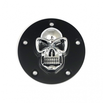 DOSS 5-Hole Skull Point Cover in Black & Chrome Finish For 1999-2017 Twin Cam Models (ARM665005)