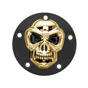 DOSS Vertical Skull Point Cover in Black & Gold Finish For 1986-2003 XL Sportster Models (ARM275005)