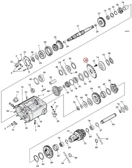 DOSS 23 Tooth Transmission Sprocket For Harley Davidson 1937-1979 Big Twin 4 Speed FL, FX Models (30-027)