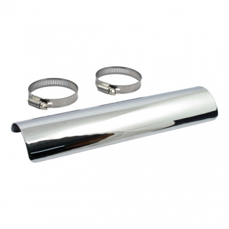 DOSS 10 Inch Long Smooth Heat Shield in Chrome Finish For 2-1/4 Inch Exhaust Pipes (ARM725015)