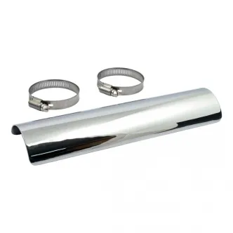 DOSS 10 Inch Long Smooth Heat Shield in Chrome Finish For 2-1/4 Inch Exhaust Pipes (ARM725015)