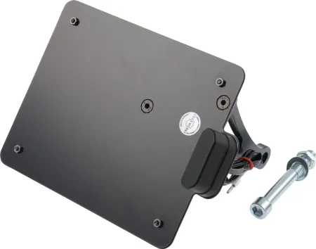 Cult Werk 180x200mm Austria Side Mount License Plate Bracket in Gloss Black Finish For 2002-2017 V-Rod Models (HD-ROD012-A)