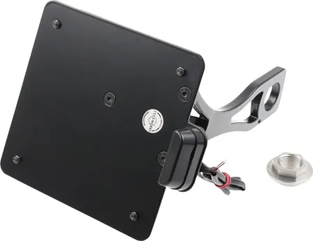 Cult Werk 170x170mm Italy Side Mount License Plate Bracket in Gloss Black Finish For 2015-2017 Dyna Models (HD-DYN014-I)