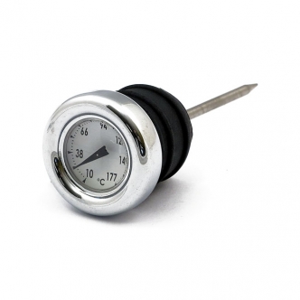 DOSS Oil Tank Dipstick With Temperature Gauge in Chrome Finish With White Face For 1984-1999 Softail, 1982-2003 XL And Custom Tanks (ARM870709)