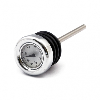 DOSS Oil Tank Dipstick With Temperature Gauge in Chrome Finish With White Face For 2000-2017 Softail (Excluding FXSB, FXCW/C) Models (ARM780709)