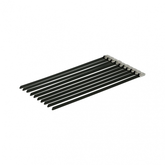 DOSS 8 Inch Long Exhaust Ties in Black Stainless Finish For Up To 2 Inch Diameter Exhaust Pipes (ARM447409)