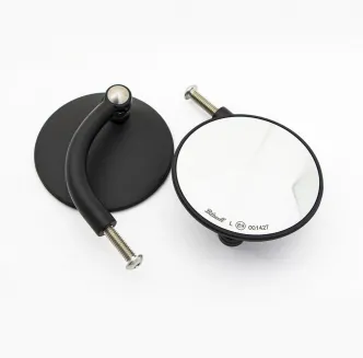 Biltwell Utility Round Short CE Perch Mount Mirrors In Black - Sold As A Pair (6503-100-132)