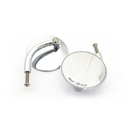 Biltwell Utility Round Short CE Perch Mount Mirrors In Chrome - Sold As A Pair (6503-100-532)