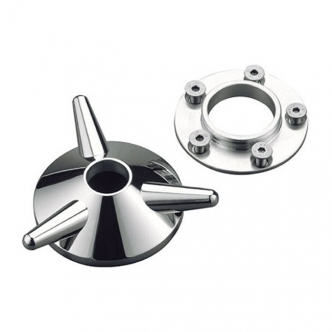 Kustom Tech Spinner Wheel Hub Cover in Polished Finish For 2000-2020 Harley Davidson With Aftermarket Laced & Billet Wheels (Excluding Models With Open Center Brake Rotors) Models (08-010)