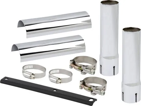 Arlen Ness Down-N-Out Exhaust & Heat Shield Extension Kit In Chrome For Harley Davidson 2009-2016 FLT Touring Bagger Models (60-120)
