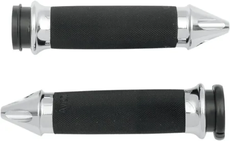 Avon Performance Custom Contour Spike Grips In Chrome For 2008-2023 Harley Davidson Electronic Throttle Models (CC-85-CH-SPK-FL)