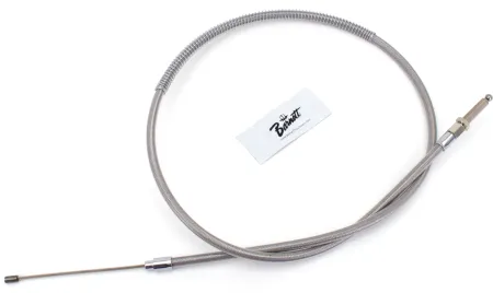 Barnett +8 Inch Clutch Cable 57 Inch Outer Cable Length in Braided Clear Coat Finish For 1968-1984 4-Speed Big Twin Models (102-30-10014+08)