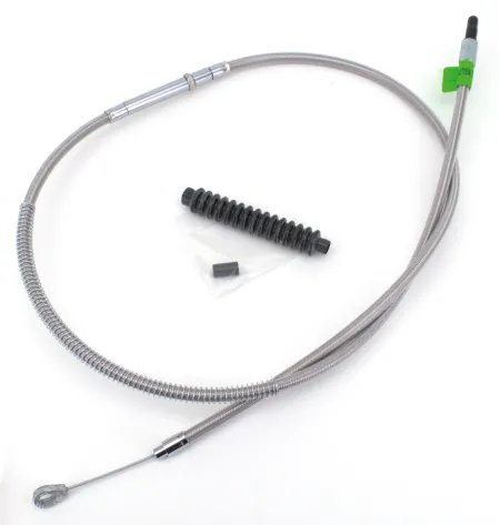 Barnett Standard Length Clutch Cable 62 Inch Outer Cable Length in Braided Clear Coat Finish For 1987-2006 5-Speed Big Twin Models (102-30-10010)