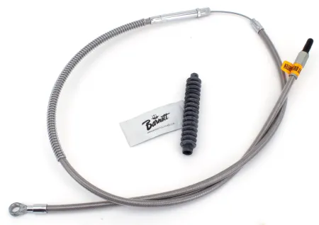 Barnett Standard Length Clutch Cable 63 Inch Outer Cable Length in Braided Clear Coat Finish For 2006-2021 6-Speed Big Twin Models (Excluding 2008-2016 Touring & All Hydraulic Master Cylinders) (102-30-10036)