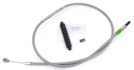 Barnett +14 Inch Clutch Cable 67 Inch Outer Cable Length in Braided Clear Coat Finish For 1986-2021 All XL Sportster & 2008-2012 XR1200 Models (102-30-10020+14)