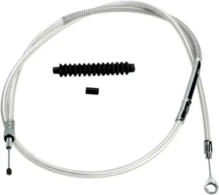Barnett +12 Inch Clutch Cable 65 Inch Outer Cable Length in Platinum Silver Braided Finish For 1986-2021 All XL Sportster, 2008-2012 XR1200 Models (106-30-10020+12)