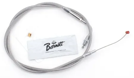 Barnett +2 Inch Throttle Cable 35 Inch Outer Cable Length in Braided Clear Coat Finish For 1981-1989 Big Twin, 1981-1987 XL Sportster Models (102-30-30024+02)