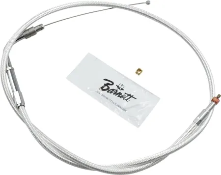 Barnett +20 Inch Throttle Cable 52 Inch Outer Cable Length in Platinum Silver Braided Finish For 1990-1995 Big Twin, 1988-1995 XL Sportster Models (ARM041175)