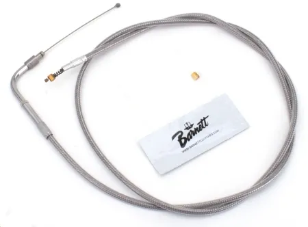 Barnett Standard Length Idle Cable 32 Inch Outer Cable Length in Braided Clear Coat Finish For 1996-2021 CV Carb/Injection Models (Excluding Cruise Control & Electronic Throttle) (102-30-40015)