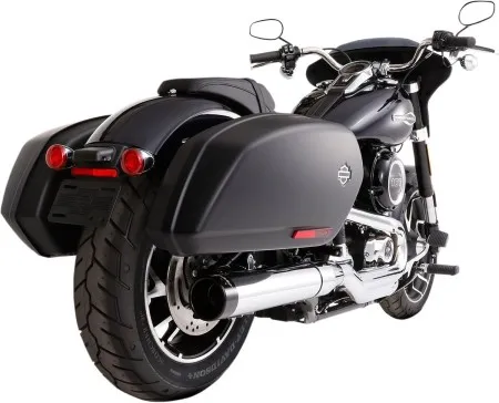 Rinehart Racing 4 Slip-On In Chrome With Black End Caps For Harley Davidson 2018-2024 Softail Sport Glide Models (500-1230)