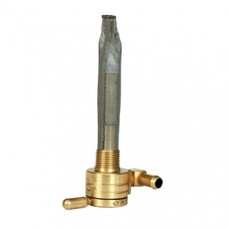 Golan Click - Slick Petcocks 3/8 inch NPT With Downward Outlet in Brass Finish For 1966-1974 FL, FX, 1957-1974 XL Sportster Models (ARM906419)